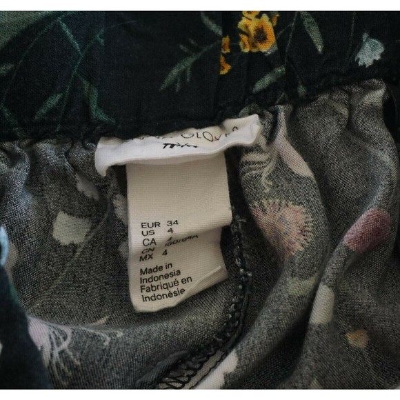 Anna Glover H&M Size 4 Palazzo Pants Floral Black Lounge - with pockets - Picture 3 of 4